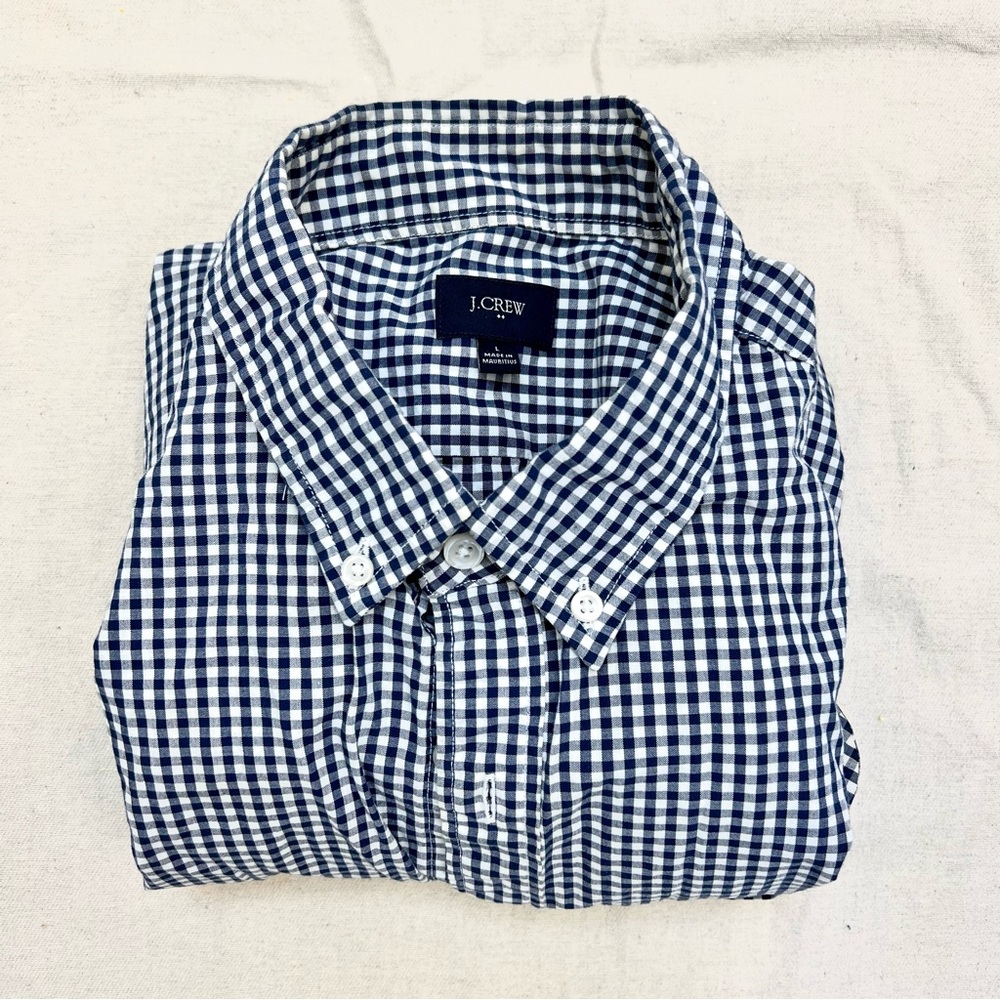 🏆J Crew 🏆 Blue Gingham Checkered Button Down Shirt Size L